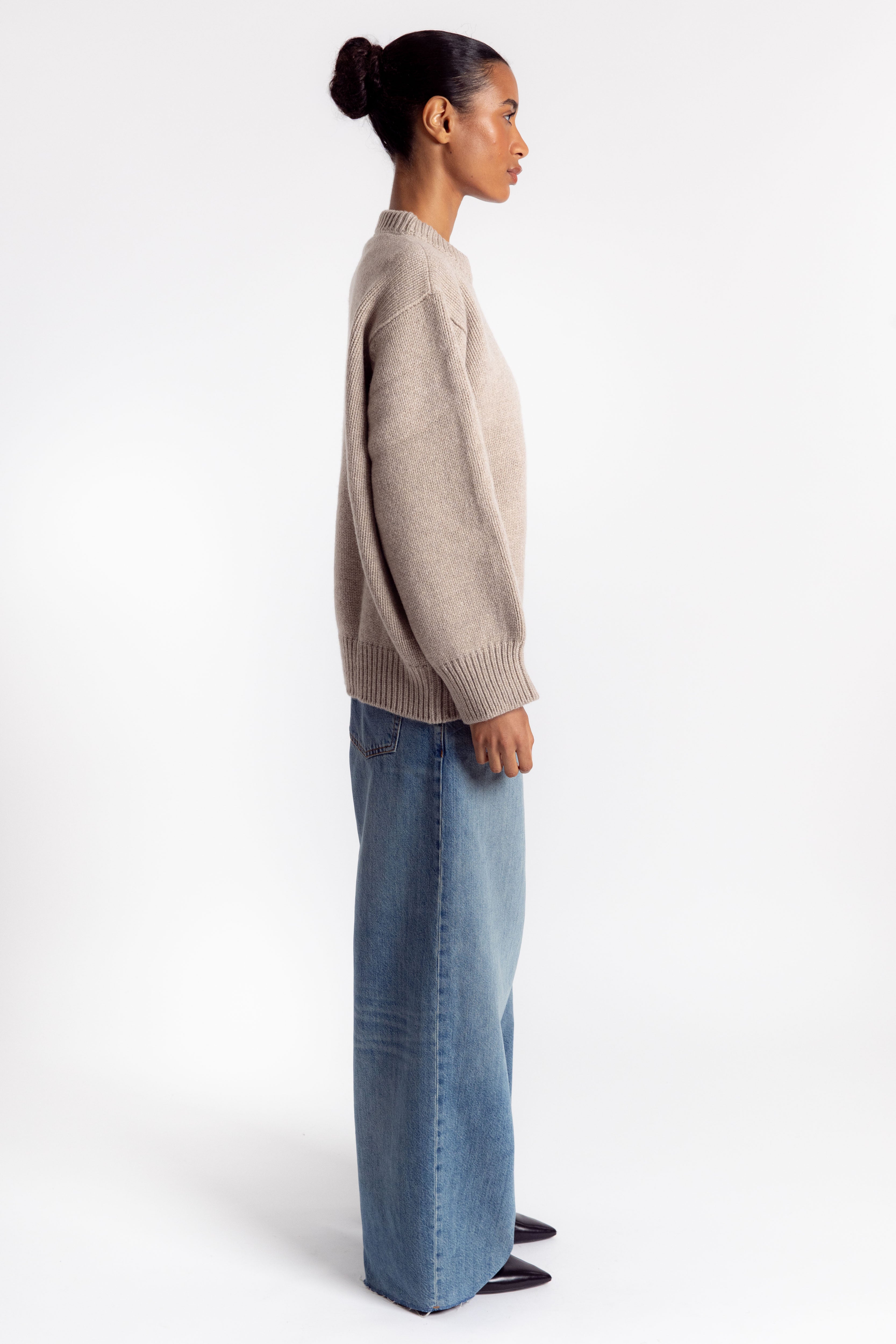 Caragh Chunky Slouch Crewneck - Beige