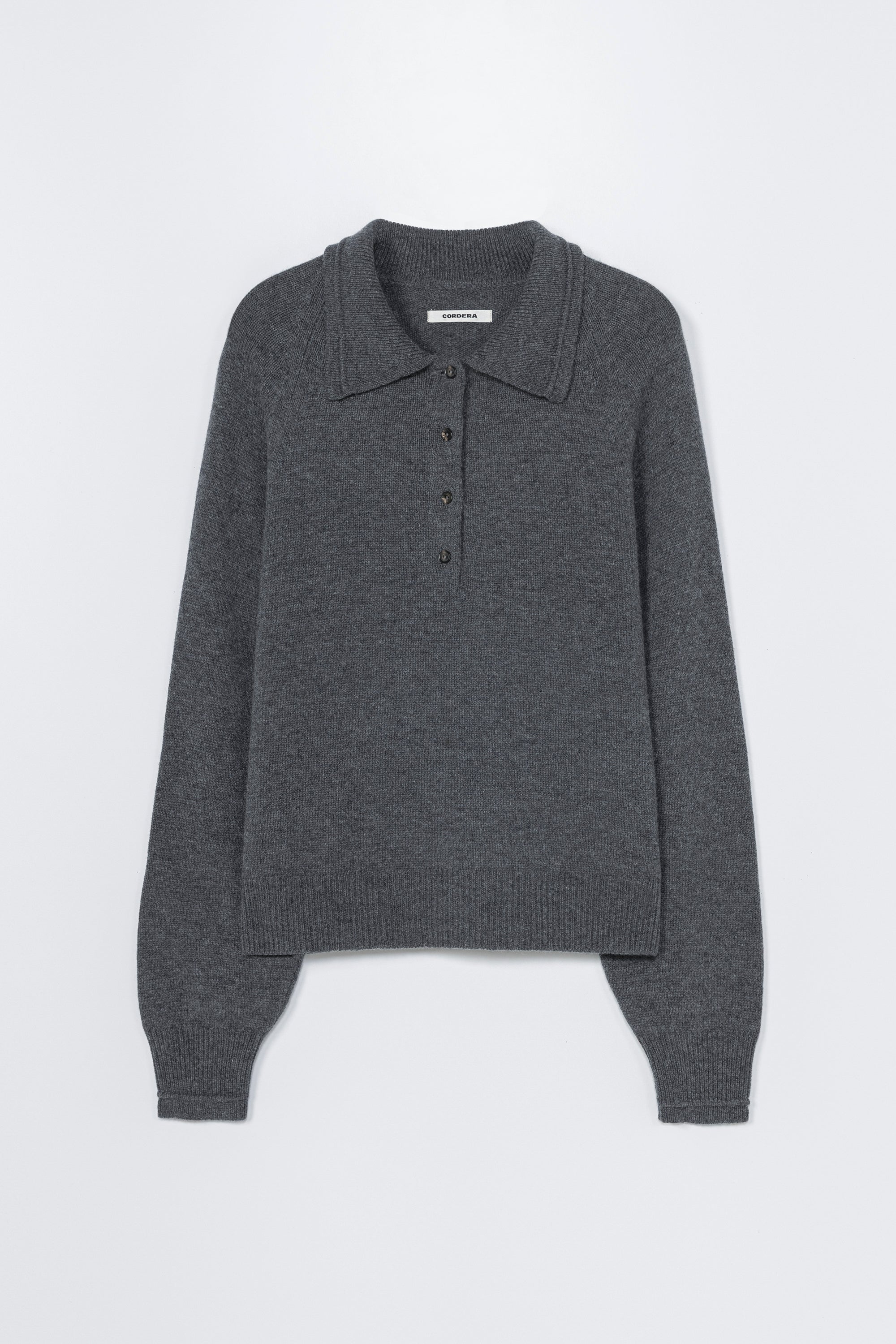 Merino Wool Polo Sweater - Grey