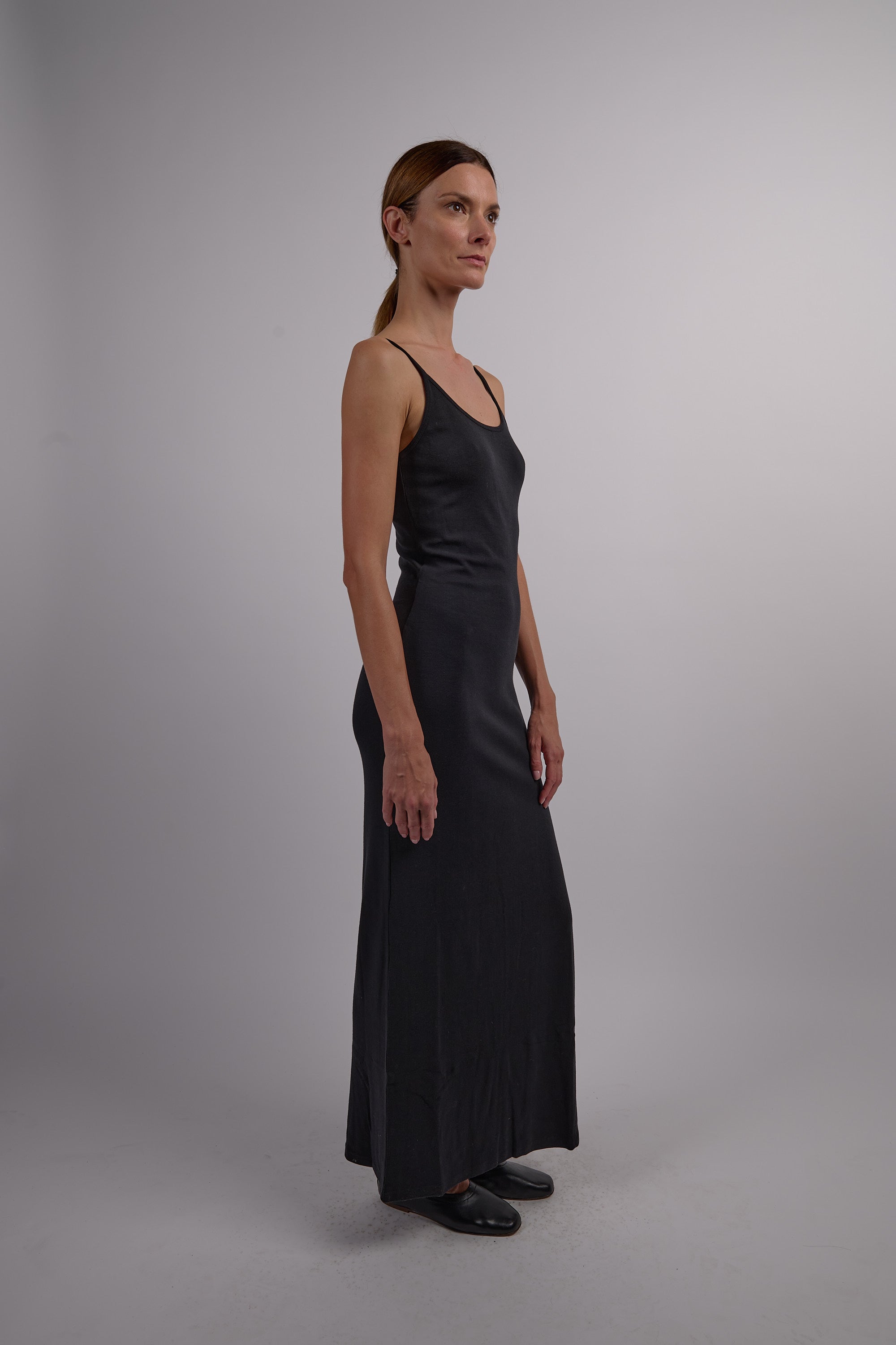 Soft Maxi Slip Dress - Black