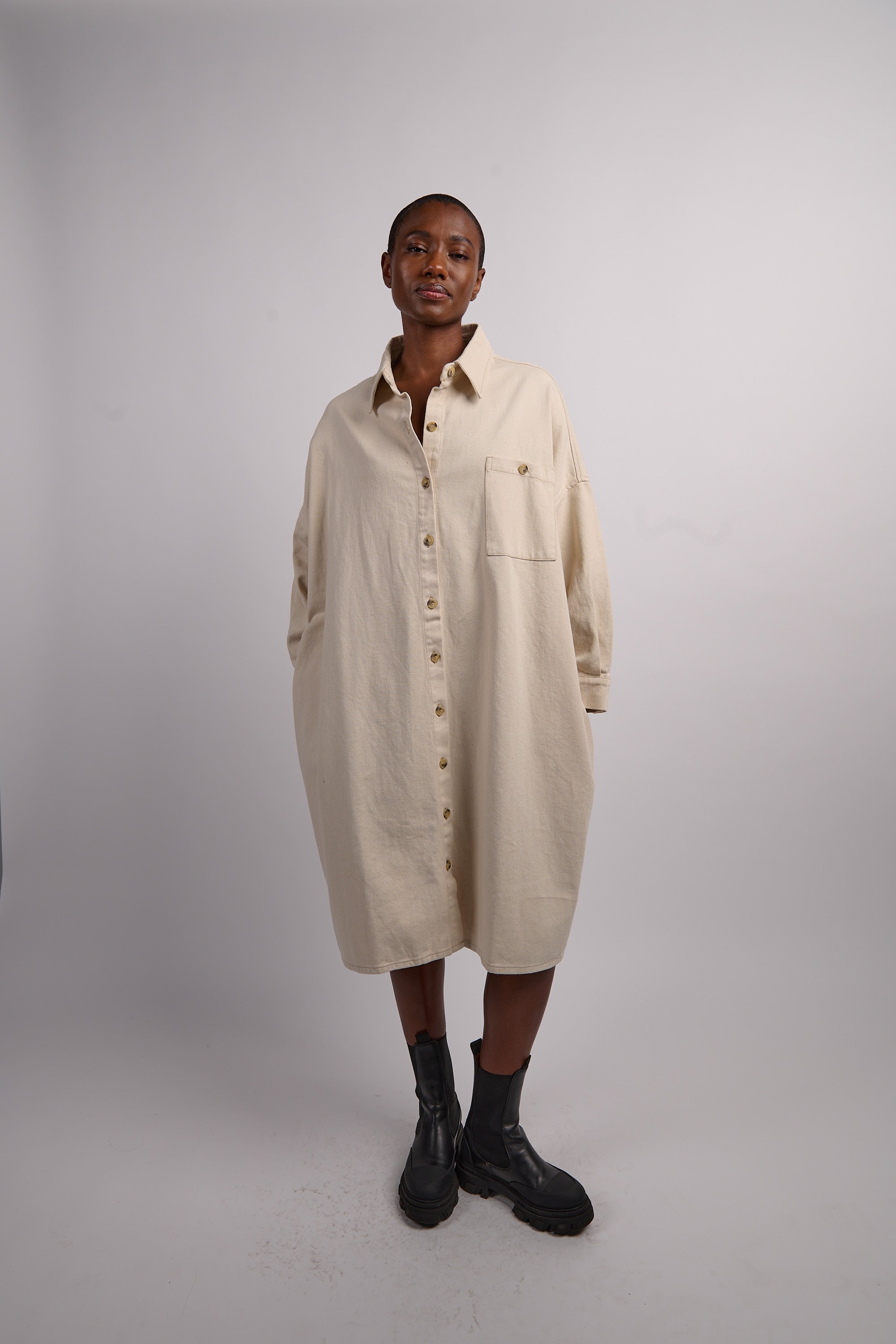 Pica Shirt Dress - Natural