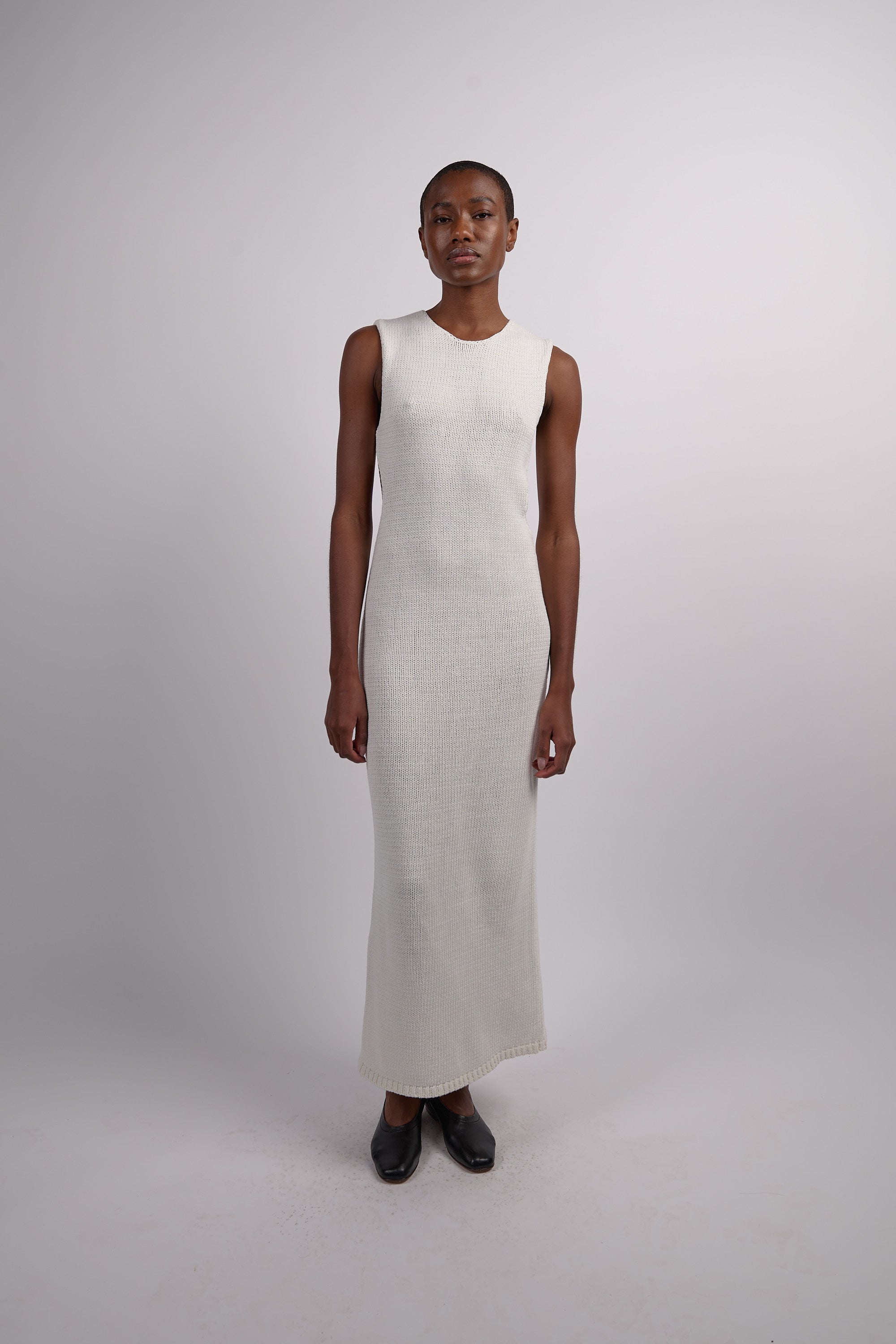 Linen Silk Blend Cut Out Dress - Salt